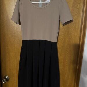 LuLaRoe Black and Tan Midi Dress